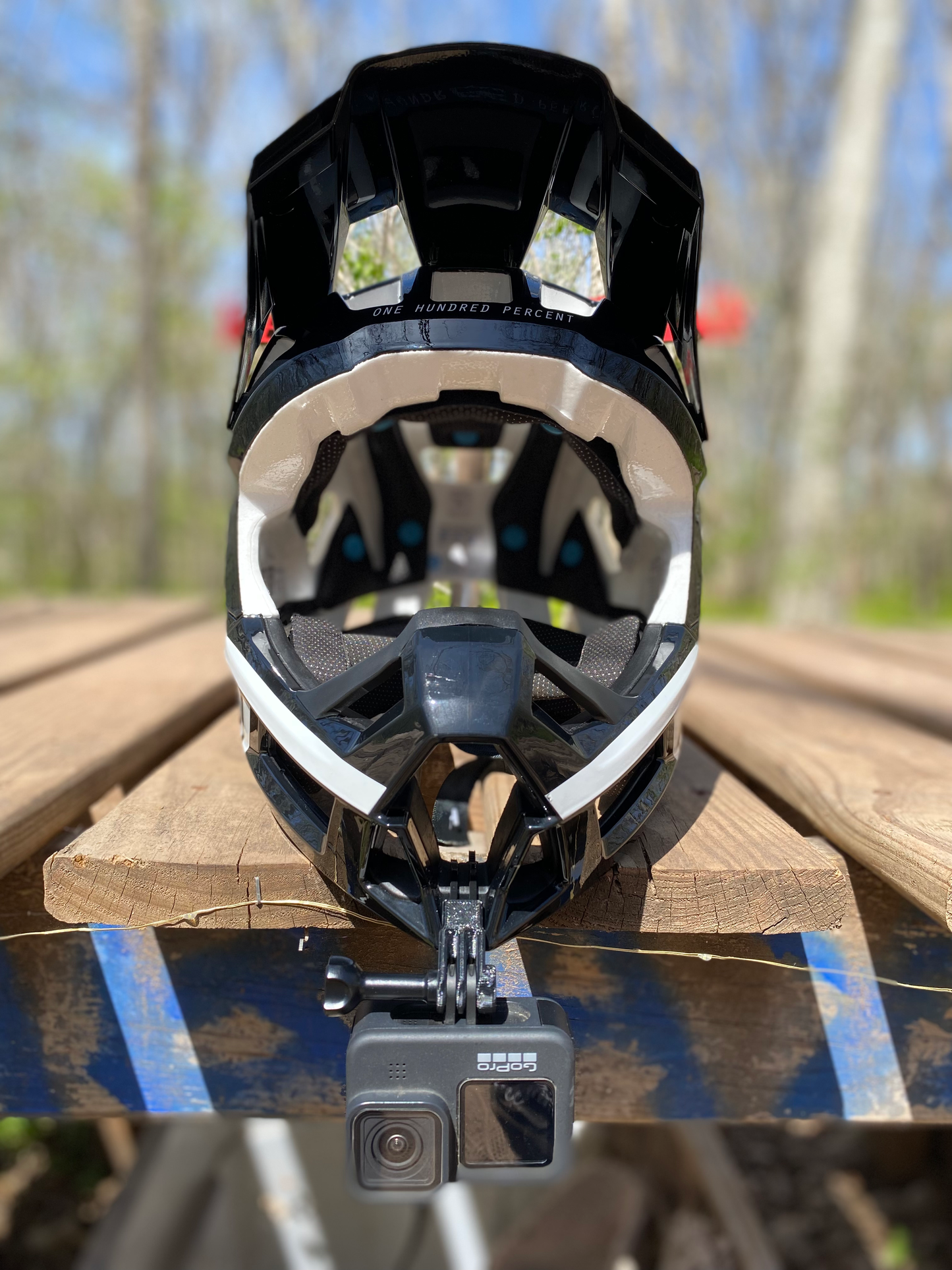 front view gopro chin mount for 100% trajecta full face mountain bike helmet