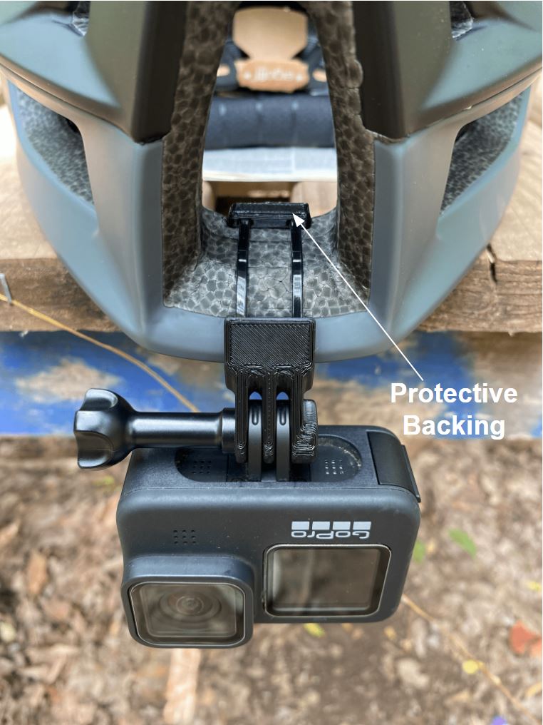 close up gopro camera chin mount for ixs trigger ff mountain bike helmet protective backing